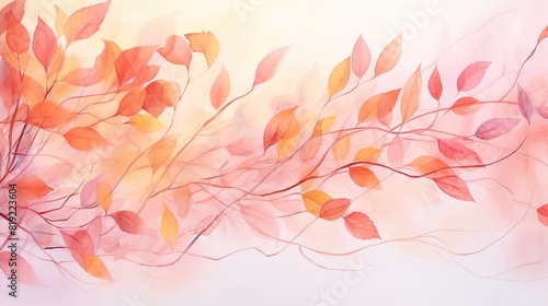Autumn leaves on a white background, watercolor style, close-up © Bilal