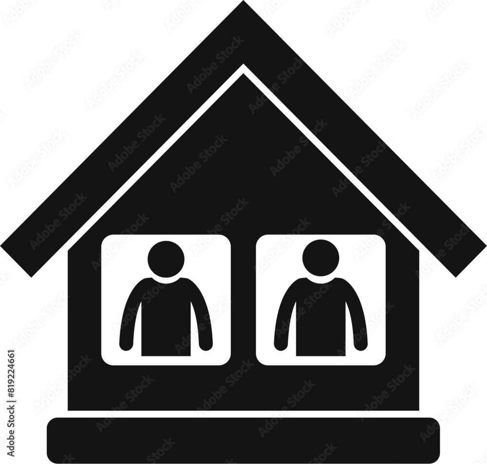 Vector icon representing two people practicing social distancing in a house Vector icon representing two people practicing social distancing in a house