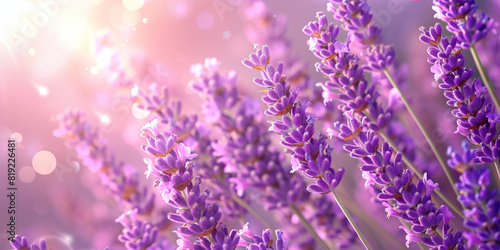 A cluster of fresh lavender flowers sway gently in the summer breeze, their sweet fragrance filling the air.