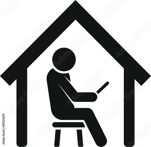 Work from home icon with laptop silhouette for remote office telecommuting freelancer