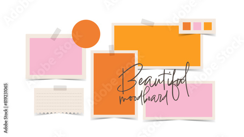 Vector photo collage template moodboard pictures grids vector illustration
