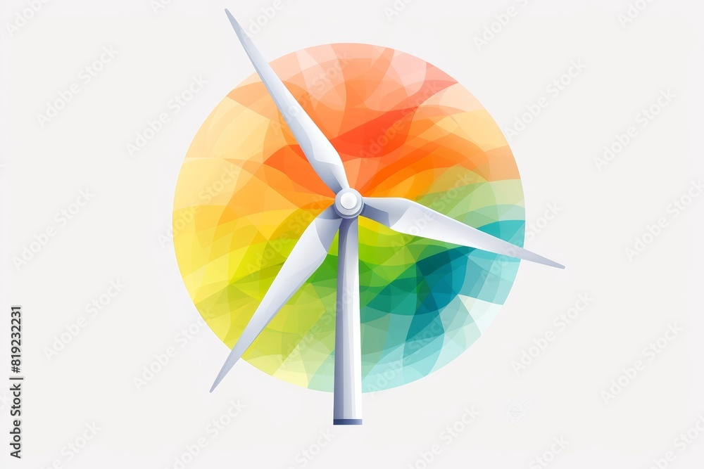 Obraz premium Colorful wind turbine illustration for renewable energy concepts