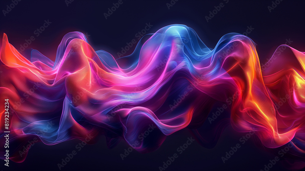 A colorful, flowing piece of fabric with a purple and blue stripe A colorful, flowing piece of fabric with a purple and blue stripe