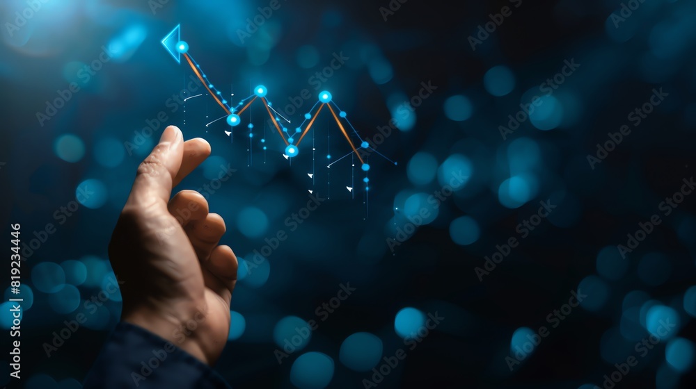 Fototapeta premium Technology and business growth with virtual graph symbol