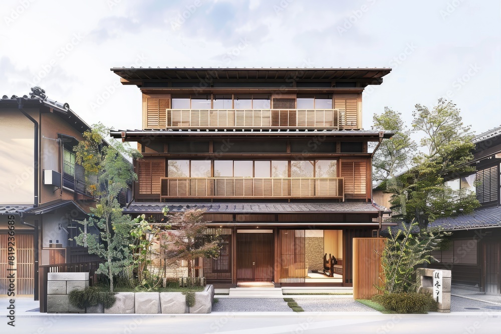Beautiful modern house exterior with grass field Modern residential district Beautiful modern house exterior with grass field Modern residential district