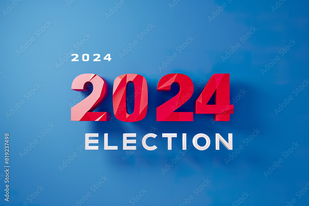 Obraz premium 2024 Election Red and White Text on Blue Background