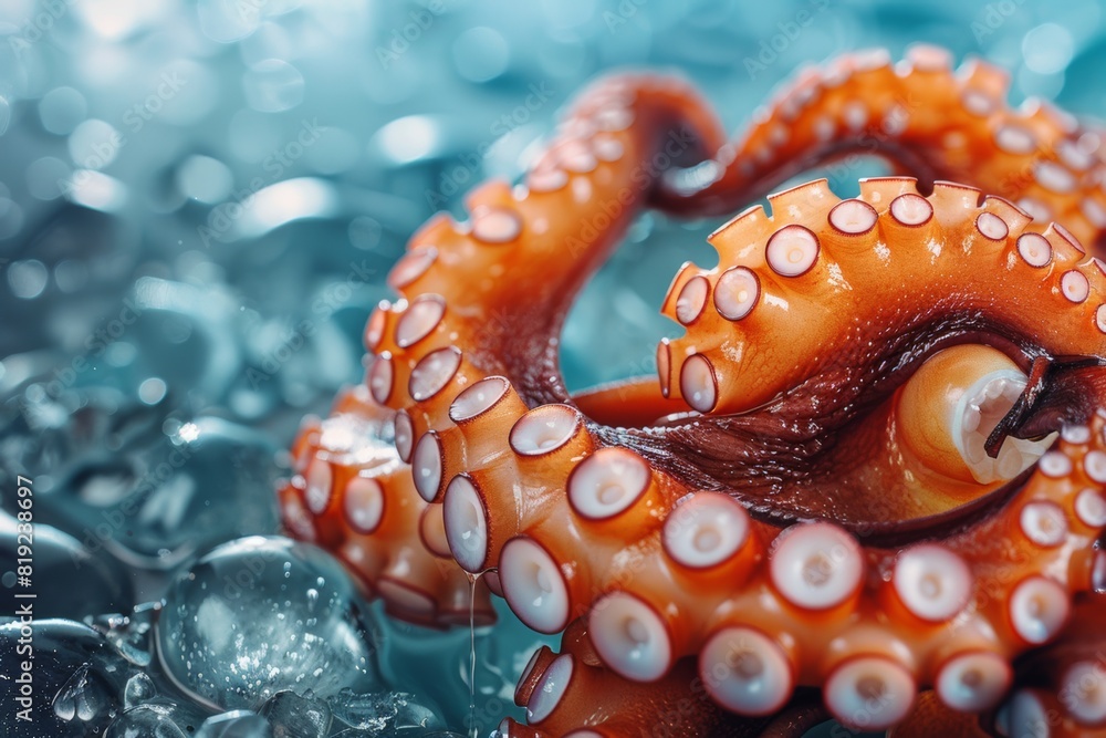 octopus tentacles on ice seafood restaurant delivery poster octopus tentacles on ice seafood restaurant delivery poster