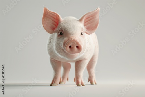 A small pig standing on a white surface. Can be used for various farm or animal-related designs