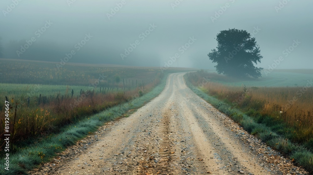 fog on a dirt road