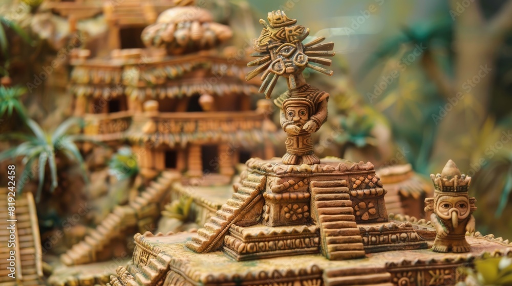 Fototapeta premium Modelling clay characters. Discovering an Inca temple