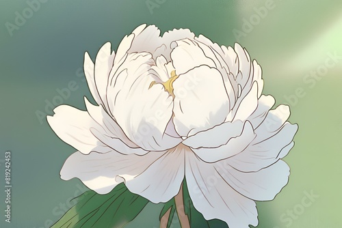 A close-up photo of a white Peony with blurred background, White flower background, Animation