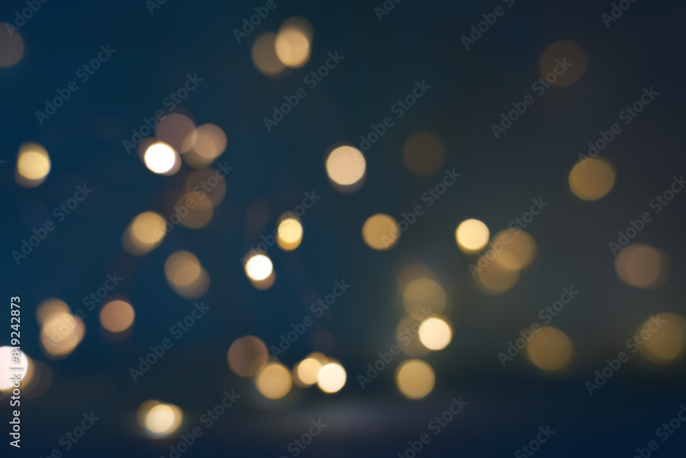 Obraz premium Christmas light background. New Year Holiday glowing backdrop. Defocused Background With Blinking light. Blurred Bokeh.