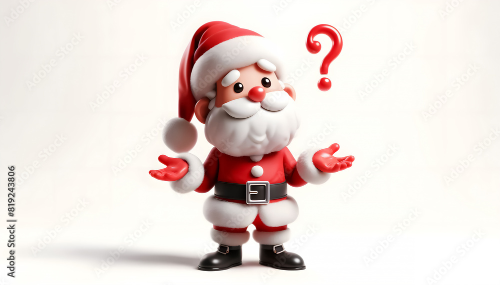 High-Resolution 3D Character Design: Santa in a Quandary - Needing a Christmas Miracle, 3D Caricature: Santa Claus Scratches Head High-Resolution 3D Character Design: Santa in a Quandary - Needing a Christmas Miracle, 3D Caricature: Santa Claus Scratches Head