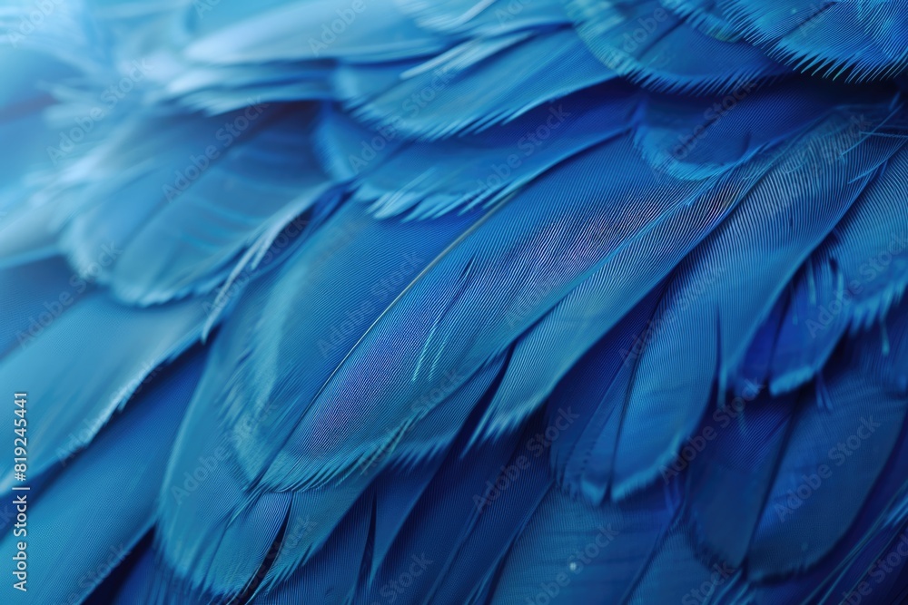 Fototapeta premium Blue Soft Background. Soft Feather Texture Design with Blue Bird's Feathers