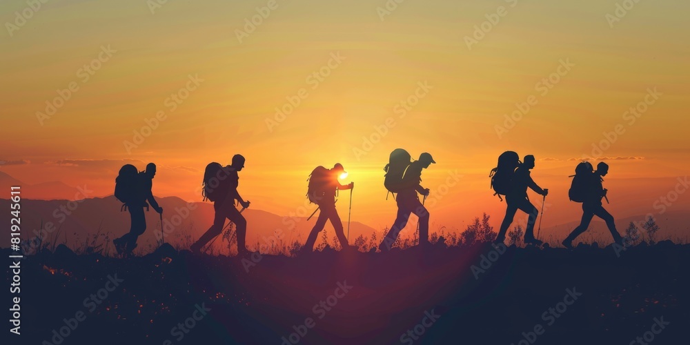 Mountain travel hike people adventure man summer journey tourism group sunset trekking. Hike travel woman mountain walk active Mountain travel hike people adventure man summer journey tourism group sunset trekking. Hike travel woman mountain walk active