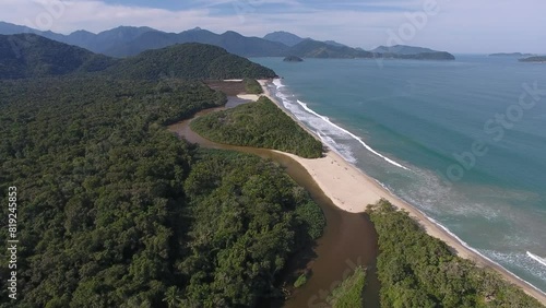 Aerial view of Puruba Beach - Ubatuba, São Paulo, Brazil photo