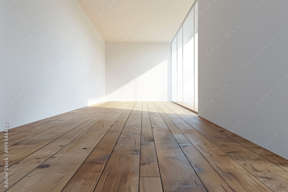 Floor Wood. Empty White Room Interior with Wooden Oak Floor and Wall Floor Wood. Empty White Room Interior with Wooden Oak Floor and Wall