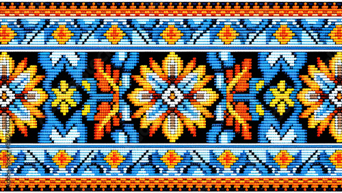 Traditional Ethnic Ukrainian Embroidery Pattern Design