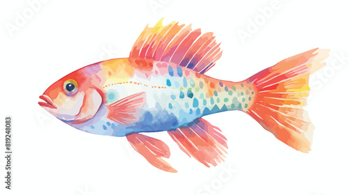 Watercolor Fish Flat vector isolated on white background