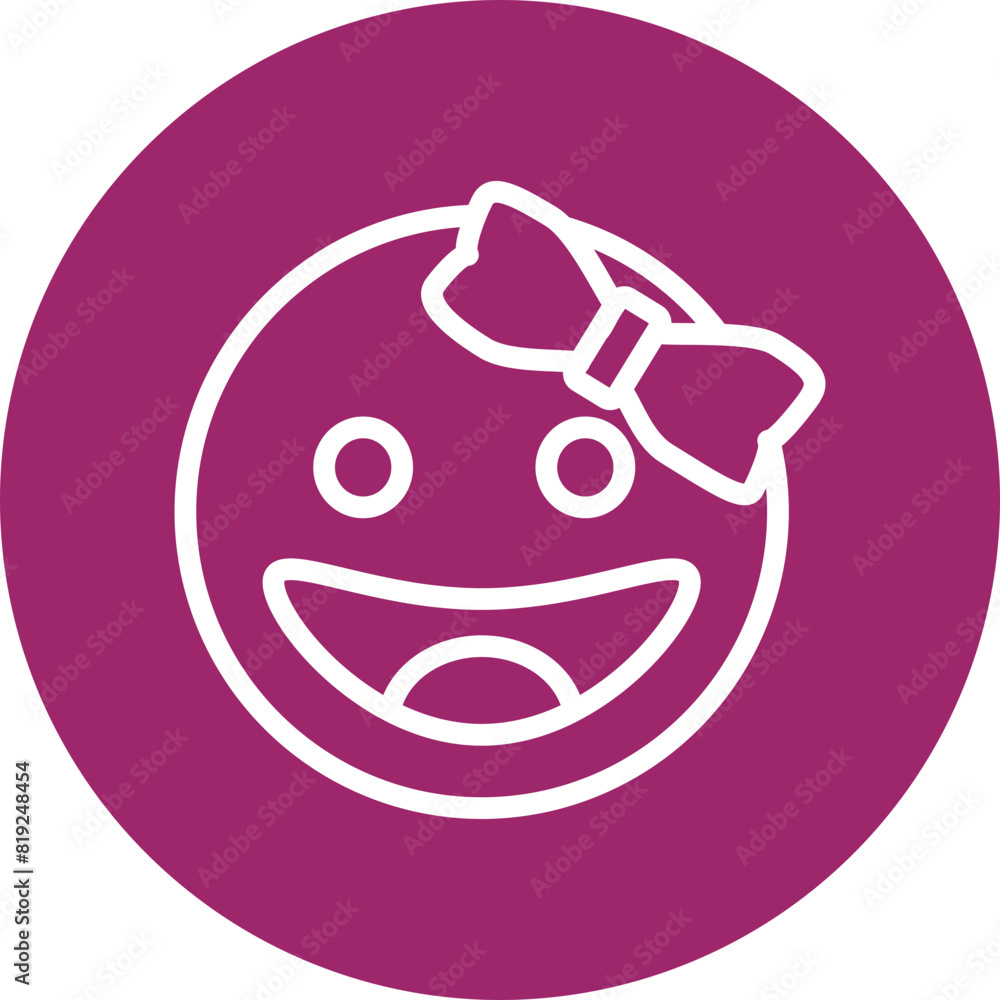 Fototapeta premium emoji bow Girl Flat Icon Design