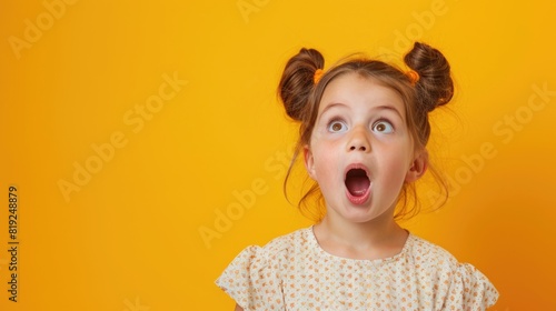 A young girl with a surprised expression. Suitable for various uses