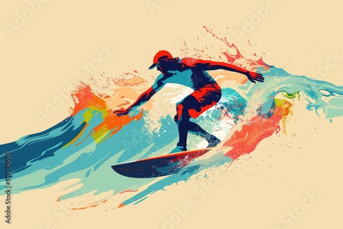 Surfing Lifestyle: Bold Illustration of a Summer Dream photo