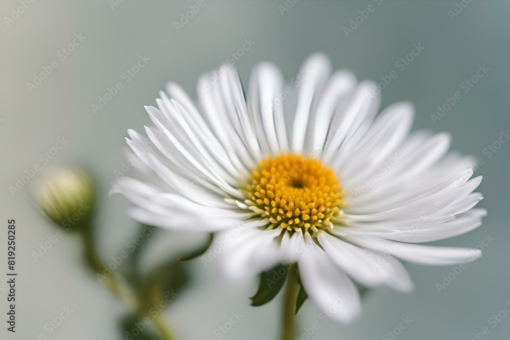 Fototapeta premium A close-up photo of a white Aster with blurred background, white flower background