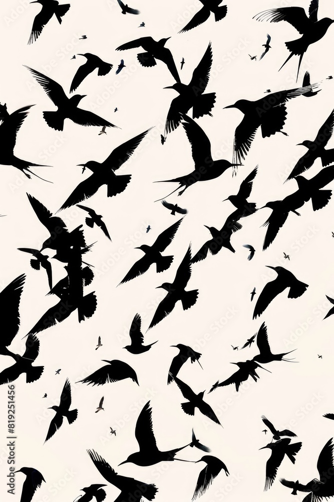A flock of birds soaring in the sky. Ideal for nature and freedom concepts