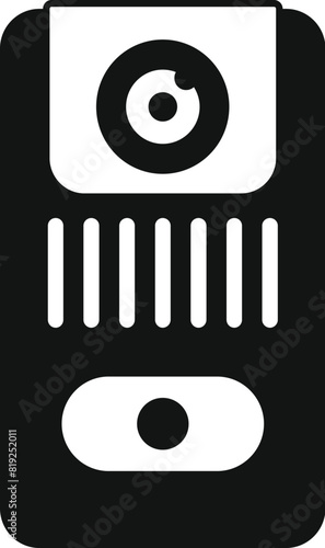 Vector illustration of a stylized intercom system in a sleek black and white design