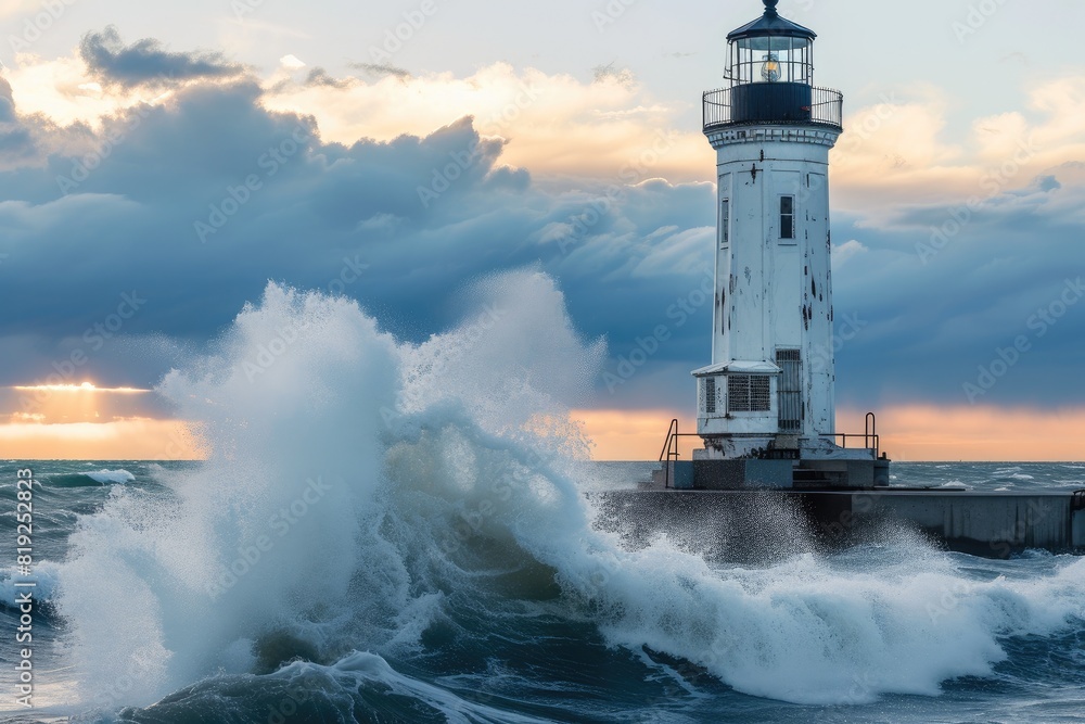 Iconic Lighthouse Amidst Furious Waves