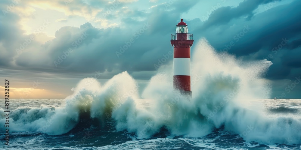 Lighthouse Weathering the Ocean's Fury Lighthouse Weathering the Ocean's Fury