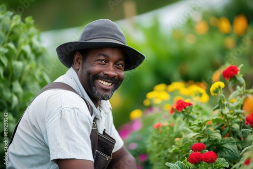 Black Man Enjoying Garden Work