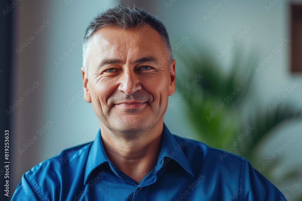 Fototapeta premium Radiating Confidence: Executive in Office Setting
