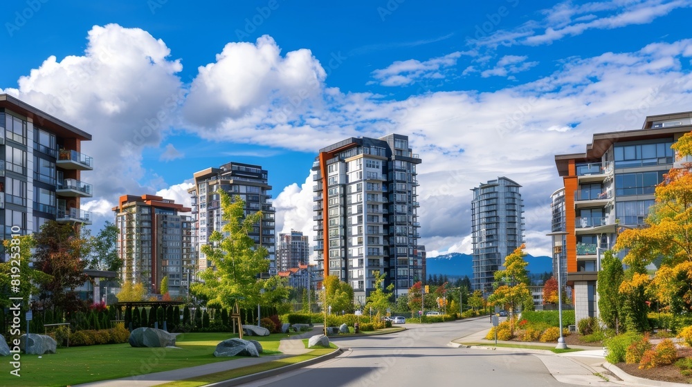 Fototapeta premium Modern apartment buildings in Richmond, British Columbia, Canada.