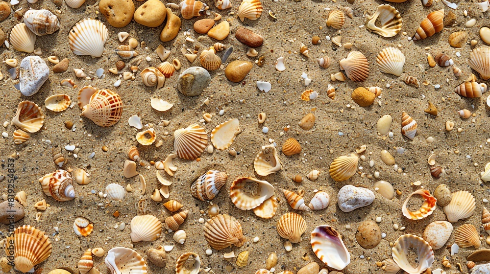 Sand texture with small shells and pebbles, Natural, Warm colors, High resolution, Detailed and realistic Sand texture with small shells and pebbles, Natural, Warm colors, High resolution, Detailed and realistic
