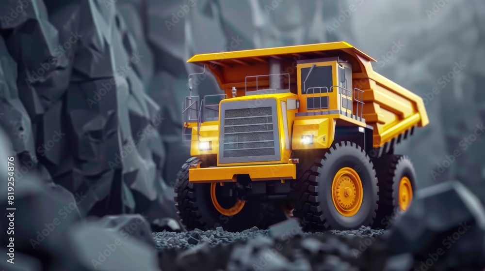 Open pit mine industry, big yellow mining truck for coal anthracite Open pit mine industry, big yellow mining truck for coal anthracite