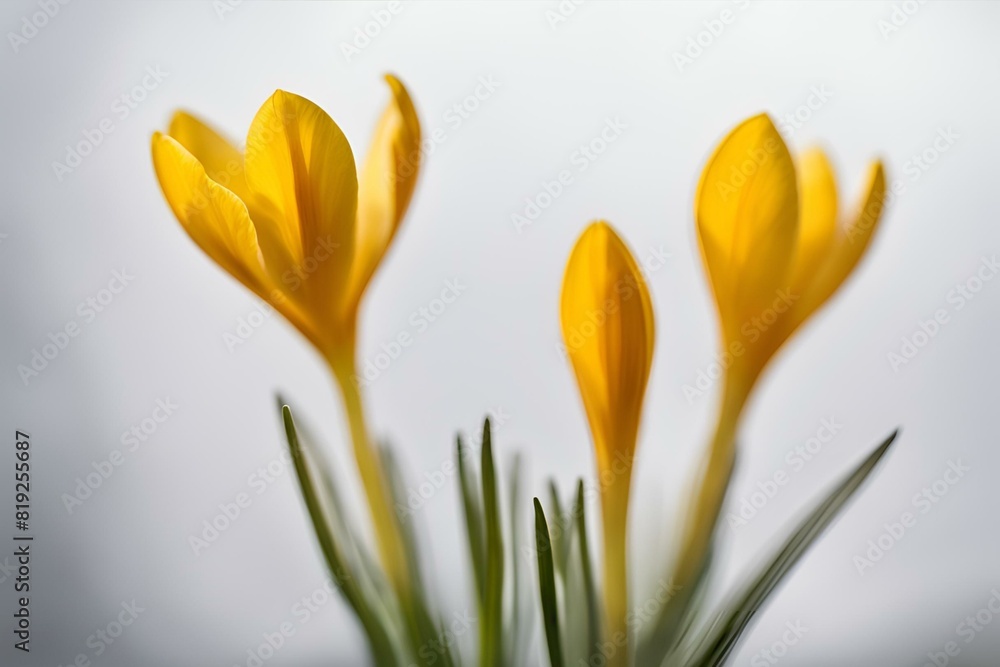 Fototapeta premium A close-up photo of a yellow crocus with blurred background
