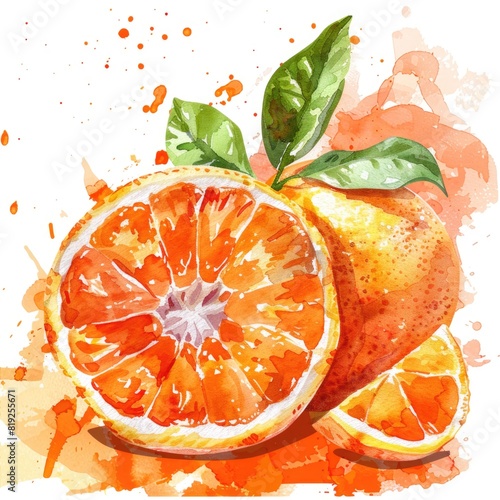 Obraz na płótnie Orange watercolor clipart illustration with orange background. w salonie