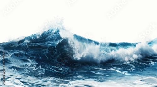 Deep blue stormy large ocean wave isolated on white background. Generative AI © artbot