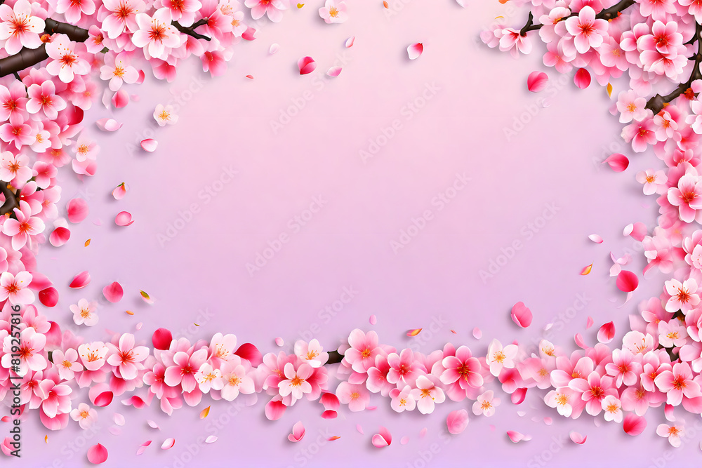 Desktop background, cherry blossoms, Japanese cherry branch, pink sakura on a pink background. Desktop background, cherry blossoms, Japanese cherry branch, pink sakura on a pink background.