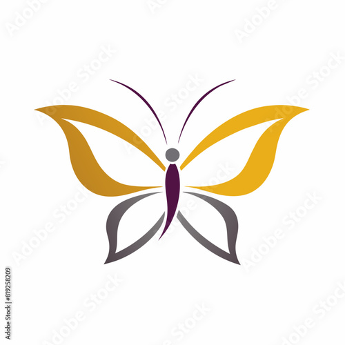  a minimalist Butterfly logo vector art illustration with a Butterfly icon logo side view against a solid white background © Moriom