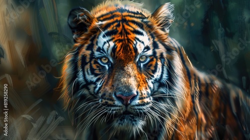 Painting of a tiger  digital painting of a wild animal  artistic background