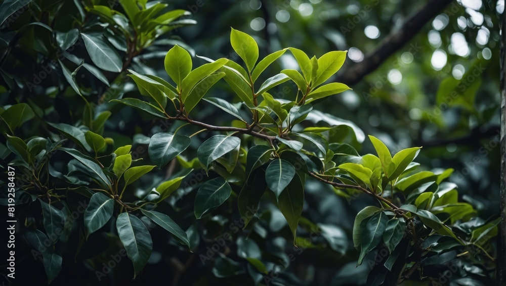 Ficus tree with young green leaves. Natural tropical tree background. Ficus tree with young green leaves. Natural tropical tree background.