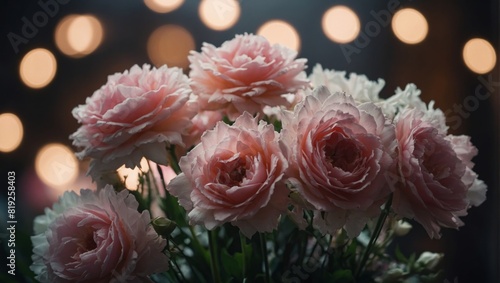 Close up photo of a bouquet of pink and white.