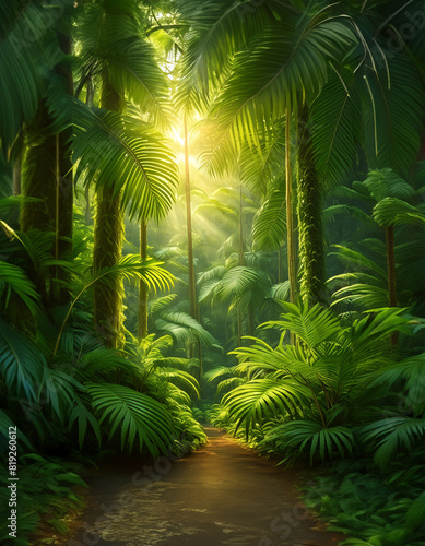 Sunlit Path Through the Jungle