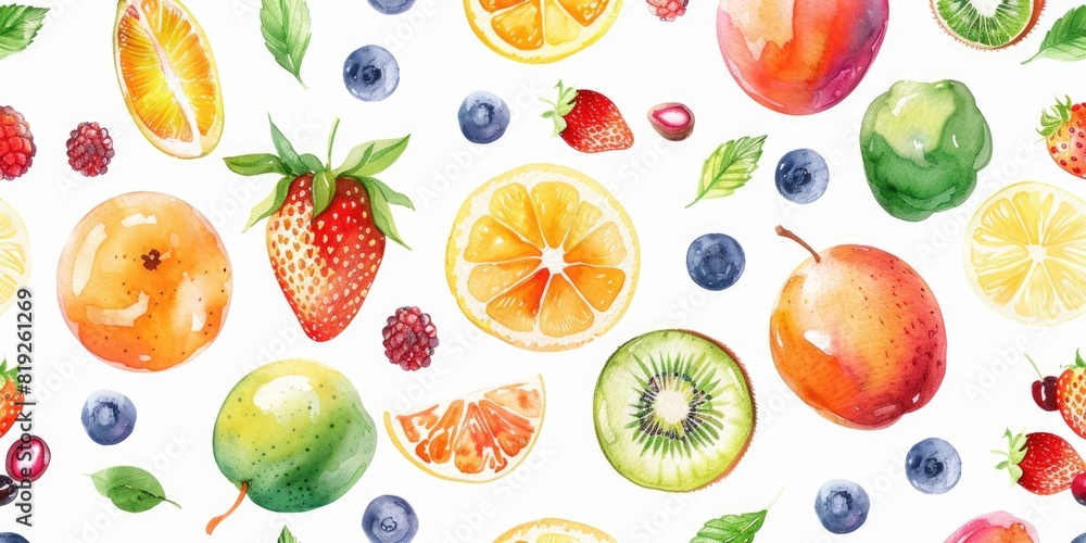 Pastel Fruits Pattern on Transparent Background Pastel Fruits Pattern on Transparent Background