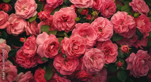 Wallpaper Mural Top View Rose Bunch in Pink. Beautiful and Colorful Flower Bouquet with Flower Petals Torontodigital.ca