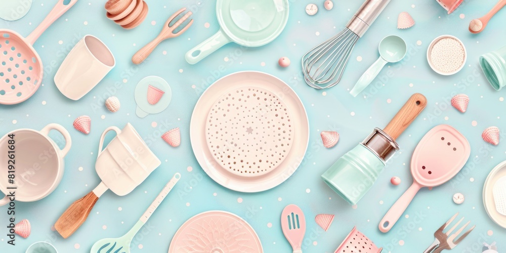Pastel Kitchenware Pattern for Culinary Design Pastel Kitchenware Pattern for Culinary Design