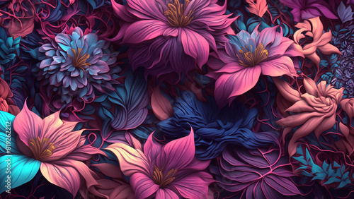 Abstract fantasy wallpaper with botanical flower special background design