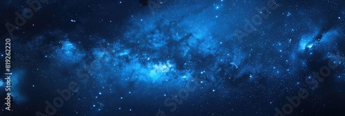 Blue Background With Stars. Night Sky with Milky Way Galaxy and Starry Abstract Nebula